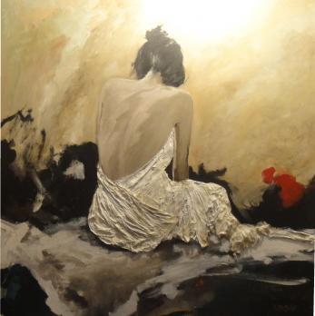 mujer de espaldas, pintura en Acrílico